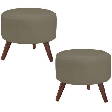 Imagem de Kit 02 Puffs Decorativos Redondo Couro Fendi