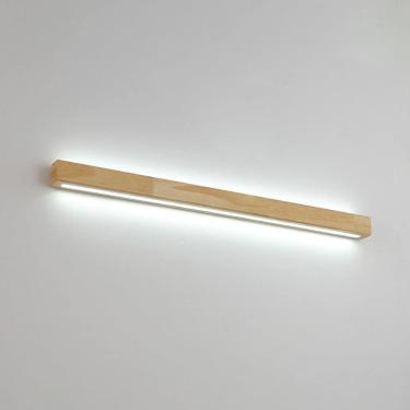 Imagem de Luz de parede linear de madeira arandela de parede LED moderna vaidade da vaidade do banheiro, para baixo, luminária de madeira luminária de madeira Wabi Sabi Cordeiro deco a arandelas para