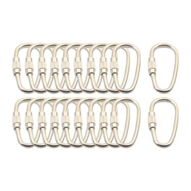 Imagem de UxicRuya Kit de 20 anéis de chaveiro genéricos, ganchos de metal, cabide em formato D, pingente pendurado, mosquetão com trava de parafuso resistente faça você