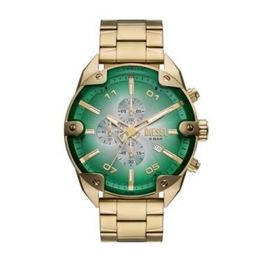 Imagem de Diesel Relógio masculino de aço inoxidável com cronógrafo pontilhado dourado (modelo: DZ4685), Dourado