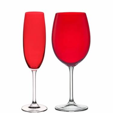 Imagem de Jogo Taças Champanhe, Vinho Cristal Gastro Vermelha 12un Bohemia