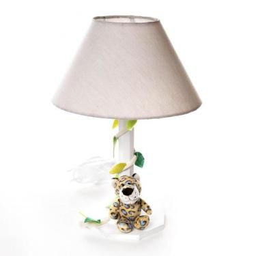 Imagem de Abajur Madeira Floresta Onça Quarto Bebê Infantil Menino - Potinho de 