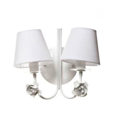 Imagem de Arandela 2 Lâmpadas Flores Brancas Quarto Bebê Infantil - Potinho de m