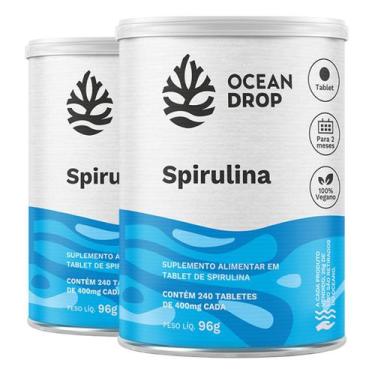 Imagem de Kit 2 Spirulina Ocean Drop Vegana 240 Tabletes
