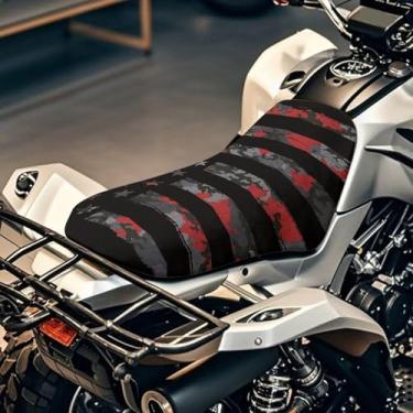 Imagem de Doojoayie Capa de assento de quadriciclo com bandeira americana à prova d'água para quatro rodas, acessórios universais para quadriciclos compatíveis com Polaris Sportsman Polaris Scrambler Honda