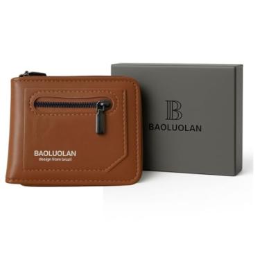 Imagem de Carteira Masculina Estilosa com Porta Moedas Cartões e Bolso Interno com Zíper Ideal para o Dia a Dia Trabalho (Marrom)
