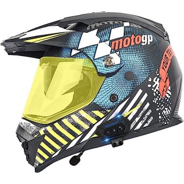 Imagem de Capacete De Motocross Com Fone De Ouvido Bluetooth Integrado, Capacete Mx, Capacete De Motocicleta, Com Viseira Solar Dupla, Para Capacete Quad Atv Enduro, Certificação Ece, 11, L(59-60cm)