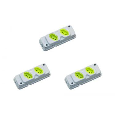 Imagem de Kit C/3 - Tomada Barra Fiolux Dupla 20A 2 Polos+Terra C...