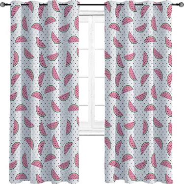 Imagem de Cortinas blackout melancia para quarto - isolamento térmico, economia de energia e redução de ruído, tratamento de sombreamento completo cortina de isolamento de cozinha, L 250 x C 213 cm rosa, verde