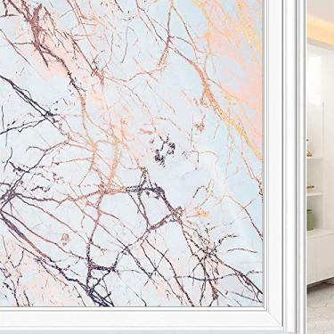 Imagem de Película de janela de privacidade de mármore, textura de estilo mármore, filme de vidro para sala de estar e escritório em casa, L90 x C 190 cm