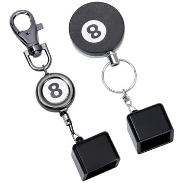 Imagem de INFUNLY Suporte de giz de bilhar de 2 estilos com porta-chaves retrátil suporte de giz preto para bilhar suporte de giz de sinuca portátil acessórios de ferramentas de mesa de sinuca para amantes de