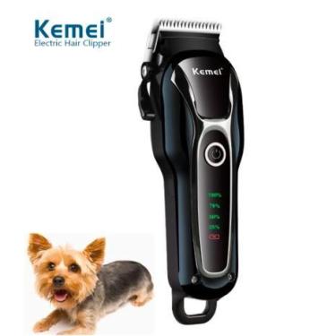 Imagem de Maquininha de Tosa Profissional S/ Fio Cachorros e Gatos - KEMEI