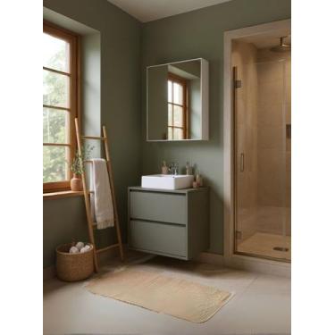 Imagem de Gabinete para Banheiro com Cuba e Armario 60cm Mdf Verde Dubai - On Mó