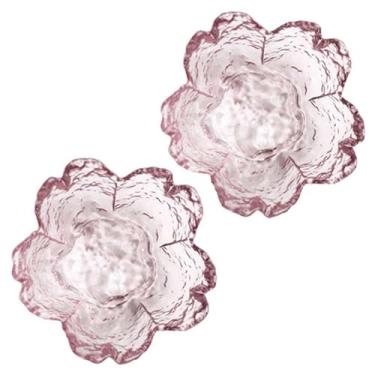 Imagem de Teensery 2 tigelas de vidro em forma de Sakura, pratos de aperitivo de flor rosa, mini tigelas de sobremesa, condimentos, pratos de tempero para especiarias, ketchup, molho de churrasco, açúcar