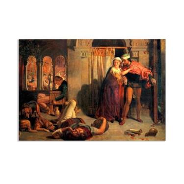 Imagem de Zeichn8u Pintura famosa William Holman Hunt arte de parede The Eve of St. Agnes impressão em tela presente sala de estar impressões decoração quarto obras de arte 100x70cm (99.1x71.1 cm) poster