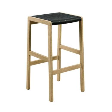 Imagem de Banqueta Alta Tramontina Potenza Preta 75 cm Madeira Tauari Natural