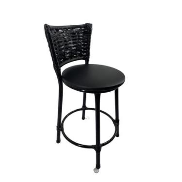 Imagem de Kit banqueta baixa de junco cozinha americana gourmet bistrô - FortMix