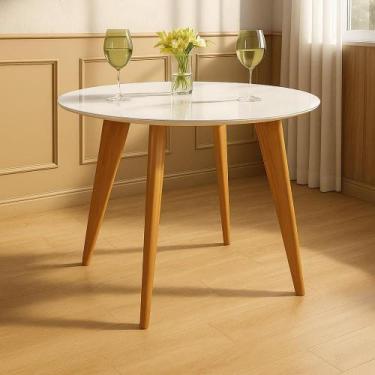 Imagem de Mesa de Jantar Tampo com Vidro Redonda 90x90cm Slim - Casa Uai