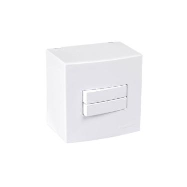 Imagem de Caixa de Sobrepor 75x75 com Interruptor Duplo Simples MarGirius Sleek 10A Branca