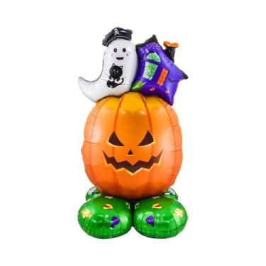Imagem de Conjunto de Balões Gigantes de Halloween - Abóbora, Fantasma, Bruxa e 