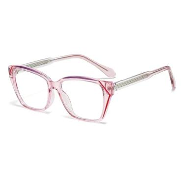 Imagem de Óculos de sol femininos com lentes claras, estilo retrô, com espelho plano (rosa)