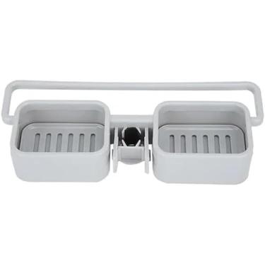 Imagem de Suporte Porta Sabão, Bucha e Esponja para Pia e Torneira – Organizador Multiuso Prático e Resistente, Fixação Fácil, Material ABS
