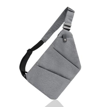 Imagem de brooke kalla Bolsas de viagem transversais antifurto bolsa tiracolo masculina bolsa de ombro para mulheres presentes para viajantes, Ombro esquerdo - cinza, Pacote com 1