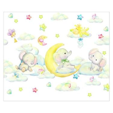 Imagem de Papel de Parede Adesivo Infantil Elefantes Animais Bebe Quarto - 501pc