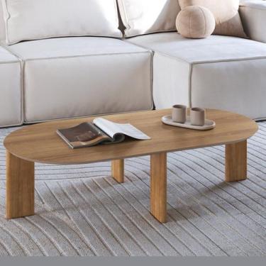 Imagem de Mesa de Centro Orgânica Chanfrada Pé Madeira Complementos - Artesano M