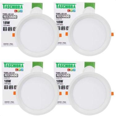 Imagem de Kit 4 Painel De Led Redondo Embutir Recuado 18w Bivolt Taschibra 6500k
