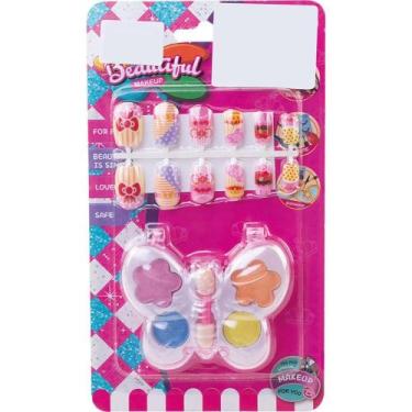 Imagem de Kit Infantil Make + UNHAS com Paleta de Maquiagem e UNHAS Postiças Col