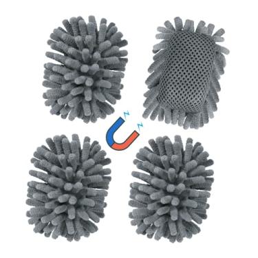 Imagem de SITHON 4 peças de borracha magnética de microfibra para quadro branco, apagador a seco de microfibra lavável para marcadores, giz, casa, sala de aula e escritório (cinza)