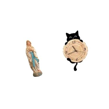 Imagem de Ｂｅｓｇａ Estátua Da Virgem Maria, Estatueta de Senhora, Obra de Arte Decorativa, Exibição de Mesa, Decoração de Parede, Presentes, Enfeite Leve Pendurado para