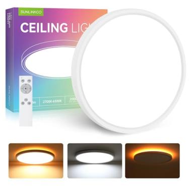 Imagem de Luminária de teto LED regulável com montagem embutida com luz noturna, lâmpada de teto superfina de 30 cm de 24 W com controle remoto, 2400LM super brilhante, selecionável 2700K-6500K CCT, para quarto