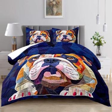 Imagem de Raphus cucullatus Conjunto de edredom com estampa de cachorro, solteiro, estampa de animal, azul, para decoração de casa