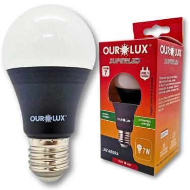 Imagem de Lâmpada Led Ourolux Luz Negra Bulbo 7W E27 Bivolt 110V/220V