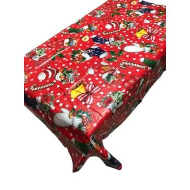 Imagem de Toalha De Mesa Natal Retangular 8 Lugares 140x300cm Plástico Impermeáv