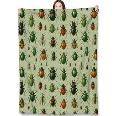 Imagem de Turamurra Cobertor com estampa de insetos, presentes para adultos e crianças, cobertores de besouros e insetos para decoração de quarto de sala de estar, pelúcia de flanela quente felpuda 127 x 152 cm