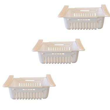 Imagem de Kit 3 Gavetas Organizador Cesto Plástico Retrátil Geladeira