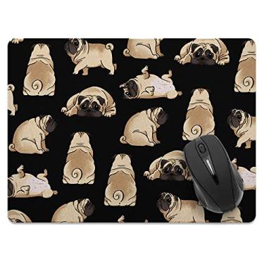Imagem de WIRESTER Tapete de rato retangular antiderrapante tamanho extra grande (GG) Pug Funny Playful Postures Mouse Pad para casa, escritório e mesa de jogos