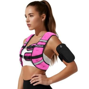 Imagem de PICKPEAK Colete pesado para mulheres e homens 2,3 kg/2,7 kg/3,6 kg/5,4 kg/6,8 kg/9,1 kg/11,3 kg/13,6 kg colete pesado para caminhada, colete de peso de treinamento de força com fivela ajustável bolsa