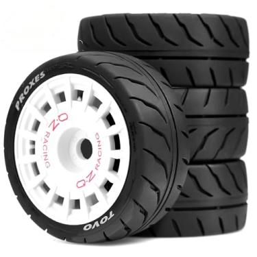 Imagem de Chanjorlin 1/10 RC On Road Touring Tires And Hard Plastic Wheels 12mm Hex OD 68mm Street Racing for 1:10 Scale Rally Drift Car Tamiya TT01 TT02 Traxxas XV02 XV01 TA06 HPI KYOSHO PTG2 A959 4PCS (White)