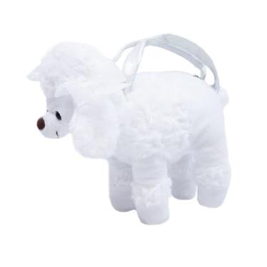 Imagem de Bolsa Infantil Cachorro Poodle Branco 23x23cm - Pelúcia