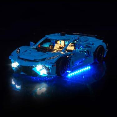 Imagem de BrickBling Luz compatível com Lego Technic Chevrolet Corvette Stingray Blue 42217 (apenas luzes, excluindo modelo) (versão clássica leve)