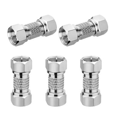 Imagem de Conector coaxial macho para macho, pacote com 5 adaptadores de extensão de acoplador coaxial RG6 tipo F 75ohm F para cabo coaxial, TV montada na parede, placas de parede, divisor, amplificador, antena