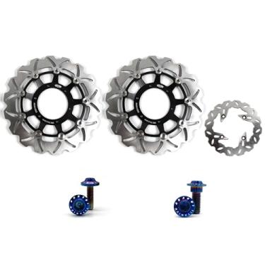 Imagem de Arashi Discos de freio dianteiros traseiros rotores com parafusos de montagem para Honda CB900F CB Hornet 900 2002-2006, peças de acessórios de reposição de motocicleta