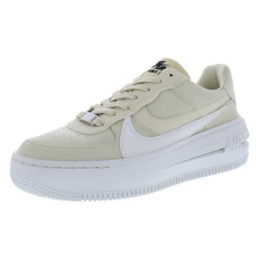 Imagem de Nike T nis feminino Air Force 1 PLT.AF.ORM rosa Oxford/rosa claro macio (DJ9946 602), Fossil/Sail-Summmit Branco-Preto, 8.5