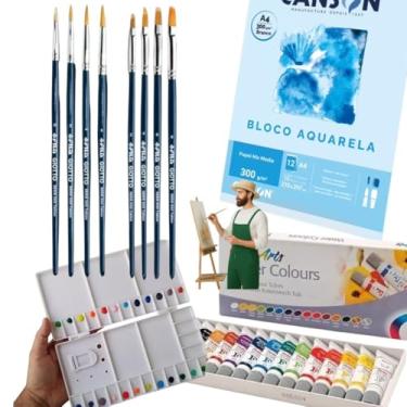 Imagem de Kit Aquarela Pincel Bloco Papel e Gode TAMPA PENTEL