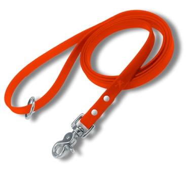 Imagem de Coleira Gummy K9 Biothane para cães, guia de treinamento profissional, aço inoxidável, fecho de segurança avançado, à prova de intempéries, impermeável, de longa duração, 1,8 m (laranja 3/4), cães