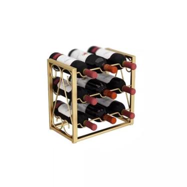 Imagem de Ganchos de pesca rack de vinho pingente barra inclinada adega casa adega refrigerador de vinho rack de exibição rack de vinho tinto ganchos de peixe (cor: ouro, tamanho: 34,5 * 20 * 33)